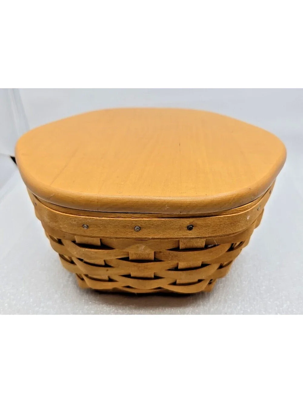 Longaberger 2000 Hexagon Basket Set w/Protector & Wood Lid #42552 - 7.5